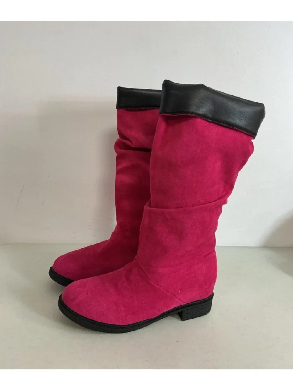 Tall Pink Suede Boots Slouch Womens 40 New